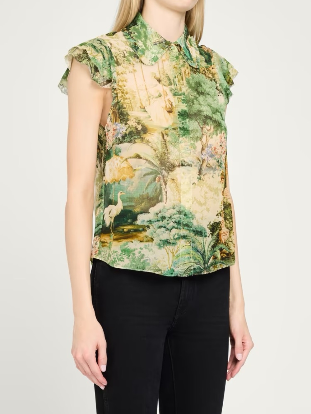 Alice + Olivia Martel Flutter-Sleeve Blouse NWT